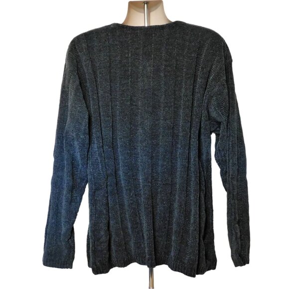 Claiborne Sweater XL Blue Grey Knit Pullover Long Sleeve 100% Acrylic - Picture 3 of 6